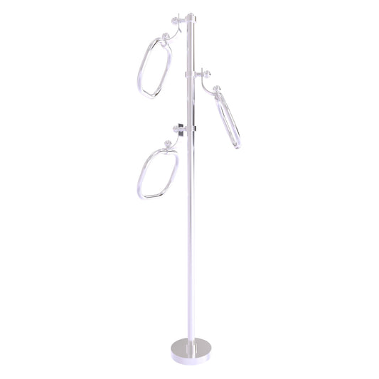 Allied Brass TS-83-SCH 49" Satin Chrome Smooth Free Standing Floor Bath Towel Holder Stand