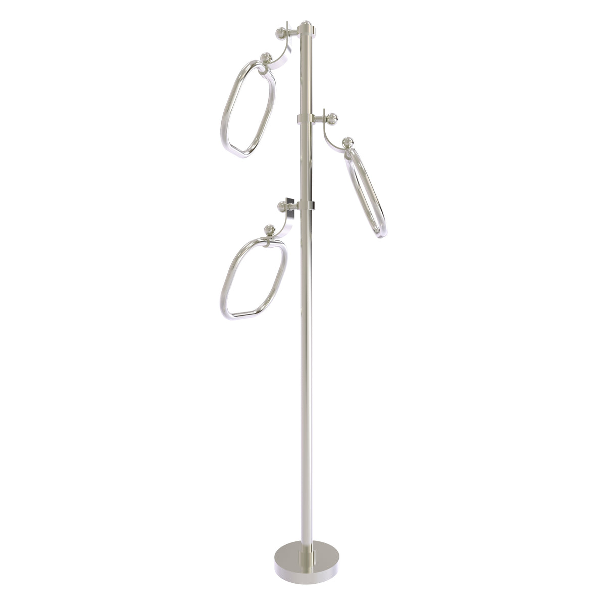 Allied Brass TS-83-SN 49" Satin Nickel Smooth Free Standing Floor Bath Towel Holder Stand