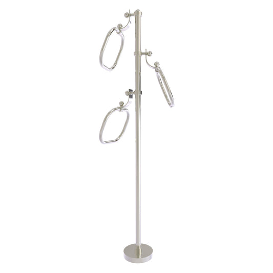Allied Brass TS-83-SN 49" Satin Nickel Smooth Free Standing Floor Bath Towel Holder Stand