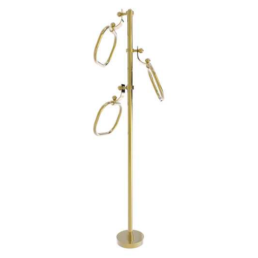 Allied Brass TS-83-UNL 49" Unlacquered Brass Smooth Free Standing Floor Bath Towel Holder Stand