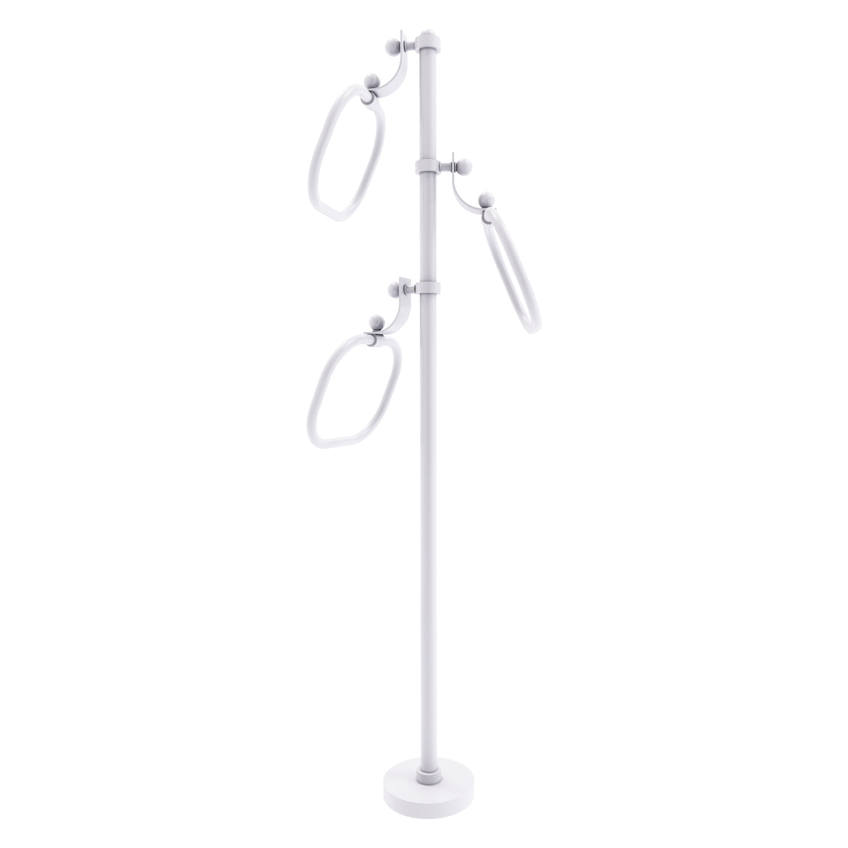 Allied Brass TS-83-WHM 49" Matte White Smooth Free Standing Floor Bath Towel Holder Stand