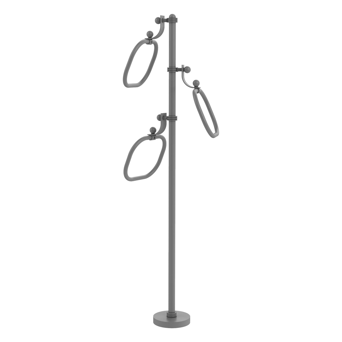 Allied Brass TS-83D-GYM 49" Matte Gray Dotted Free Standing Floor Bath Towel Holder Stand