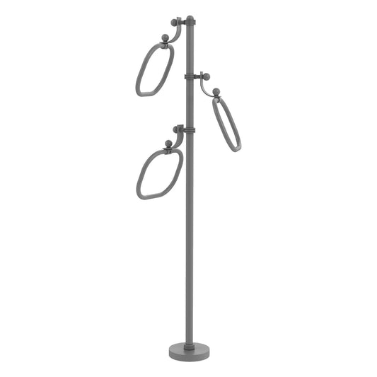 Allied Brass TS-83D-GYM 49" Matte Gray Dotted Free Standing Floor Bath Towel Holder Stand