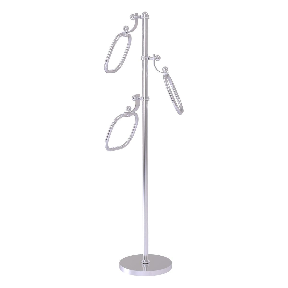 Allied Brass TS-83D-SCH 49" Satin Chrome Dotted Free Standing Floor Bath Towel Holder Stand