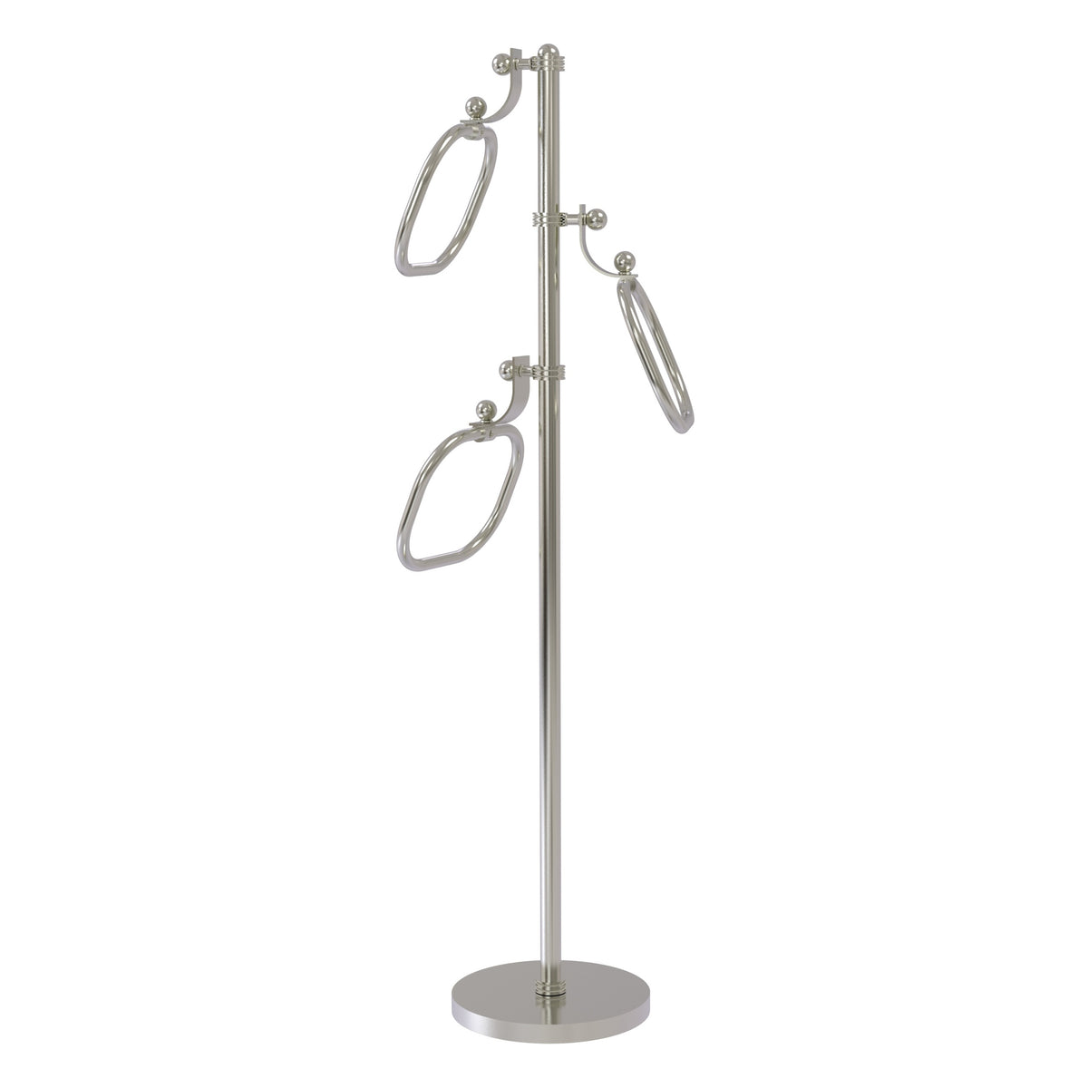 Allied Brass TS-83D-SN 49" Satin Nickel Dotted Free Standing Floor Bath Towel Holder Stand