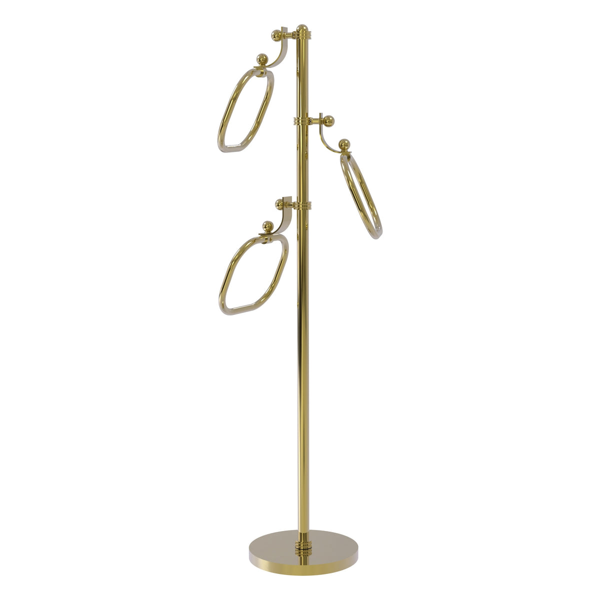 Allied Brass TS-83D-UNL 49" Unlacquered Brass Dotted Free Standing Floor Bath Towel Holder Stand