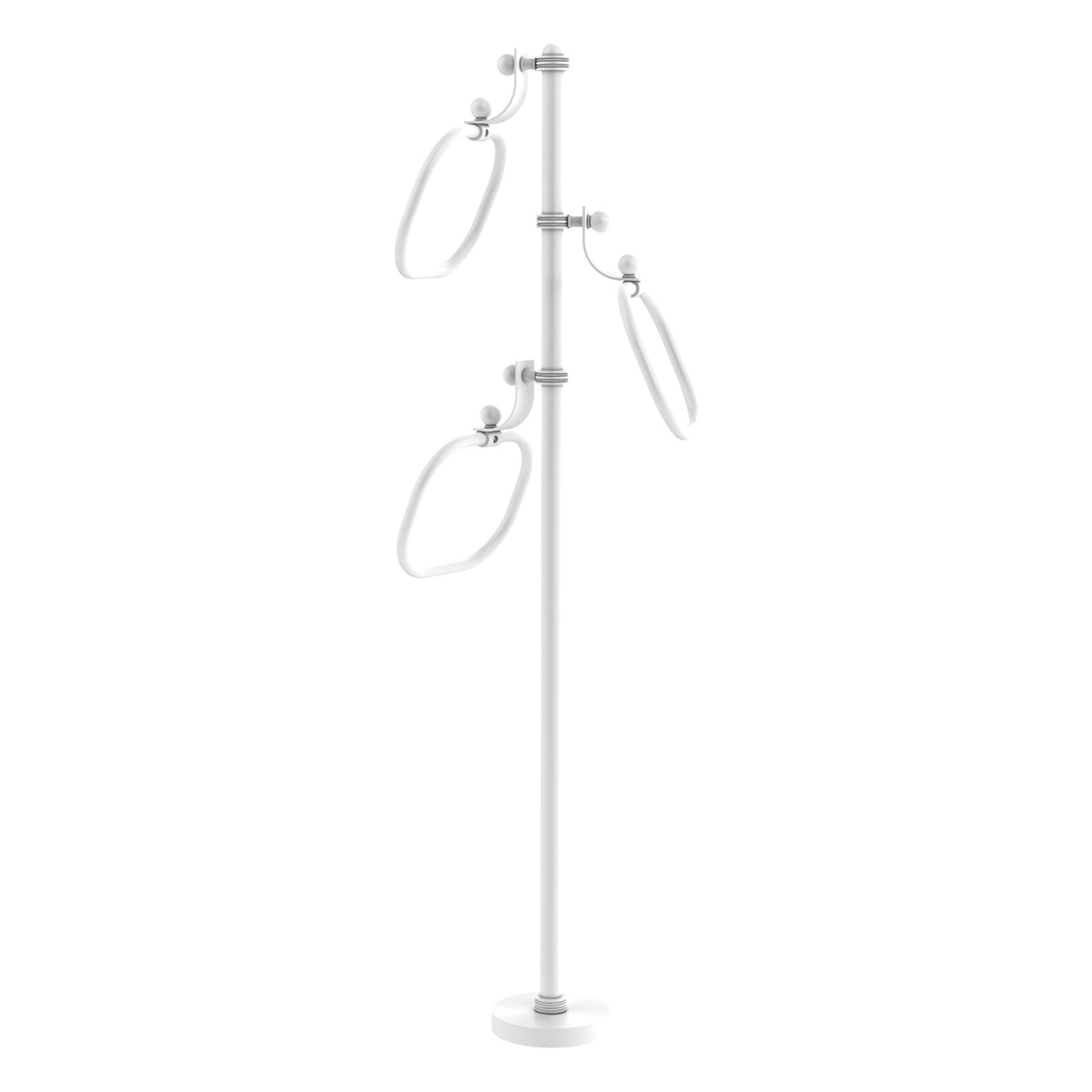 Allied Brass TS-83D-WHM 49" Matte White Dotted Free Standing Floor Bath Towel Holder Stand