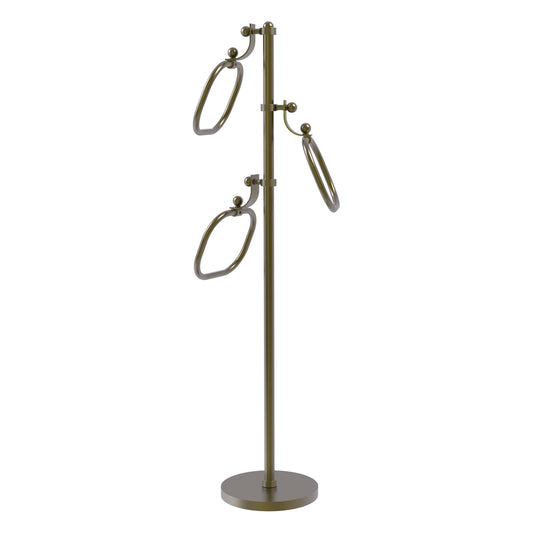 Allied Brass TS-83G-ABR 49" Antique Brass Grooved Free Standing Floor Bath Towel Holder Stand