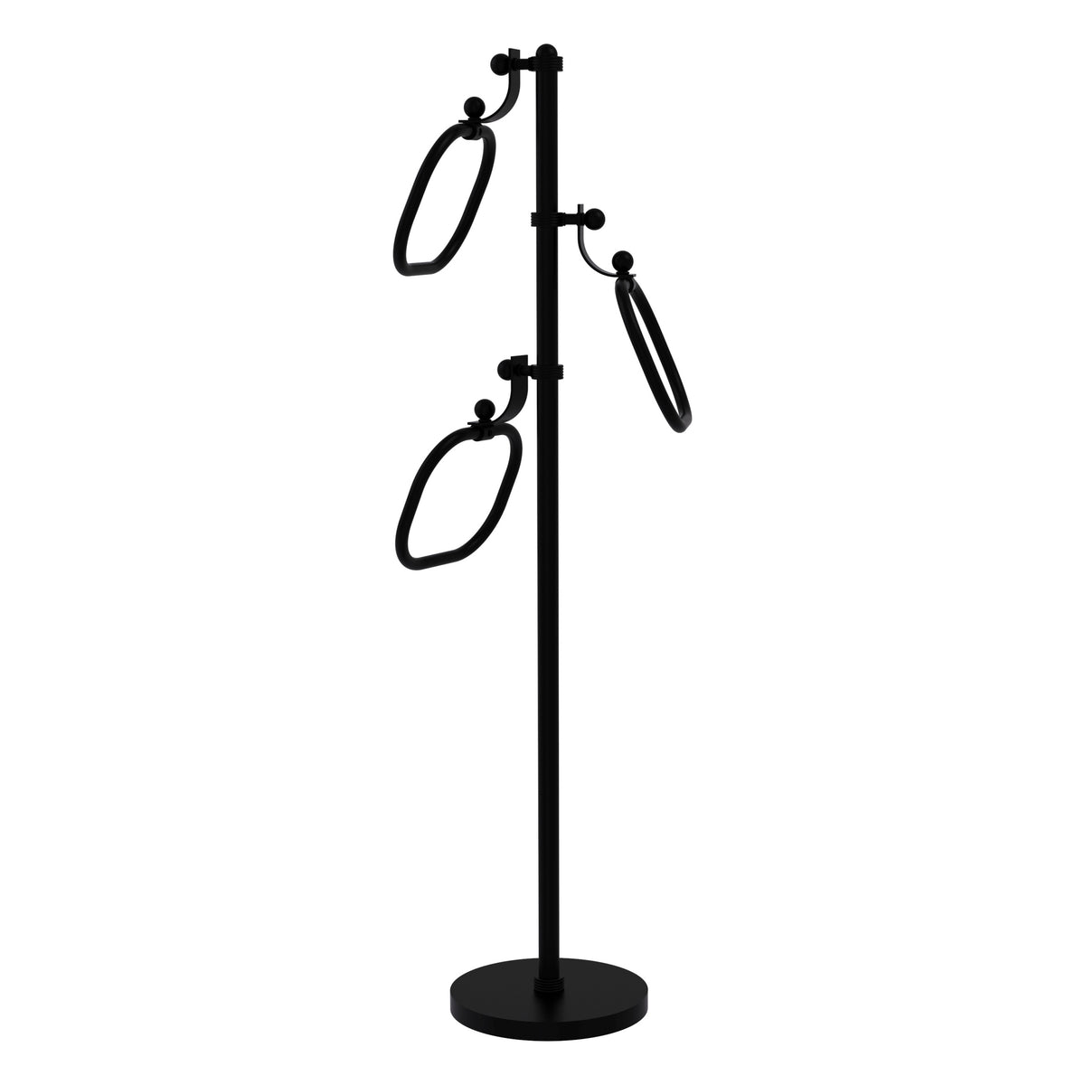 Allied Brass TS-83G-BKM 49" Matte Black Grooved Free Standing Floor Bath Towel Holder Stand