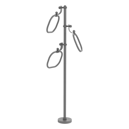 Allied Brass TS-83G-GYM 49" Matte Gray Grooved Free Standing Floor Bath Towel Holder Stand
