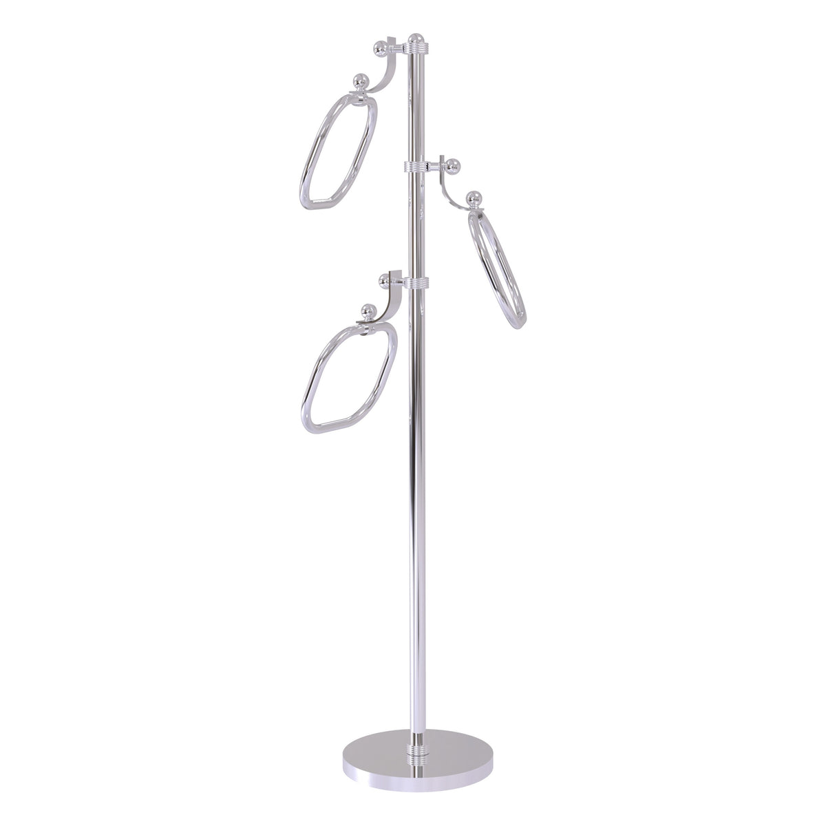 Allied Brass TS-83G-PC 49" Polished Chrome Grooved Free Standing Floor Bath Towel Holder Stand