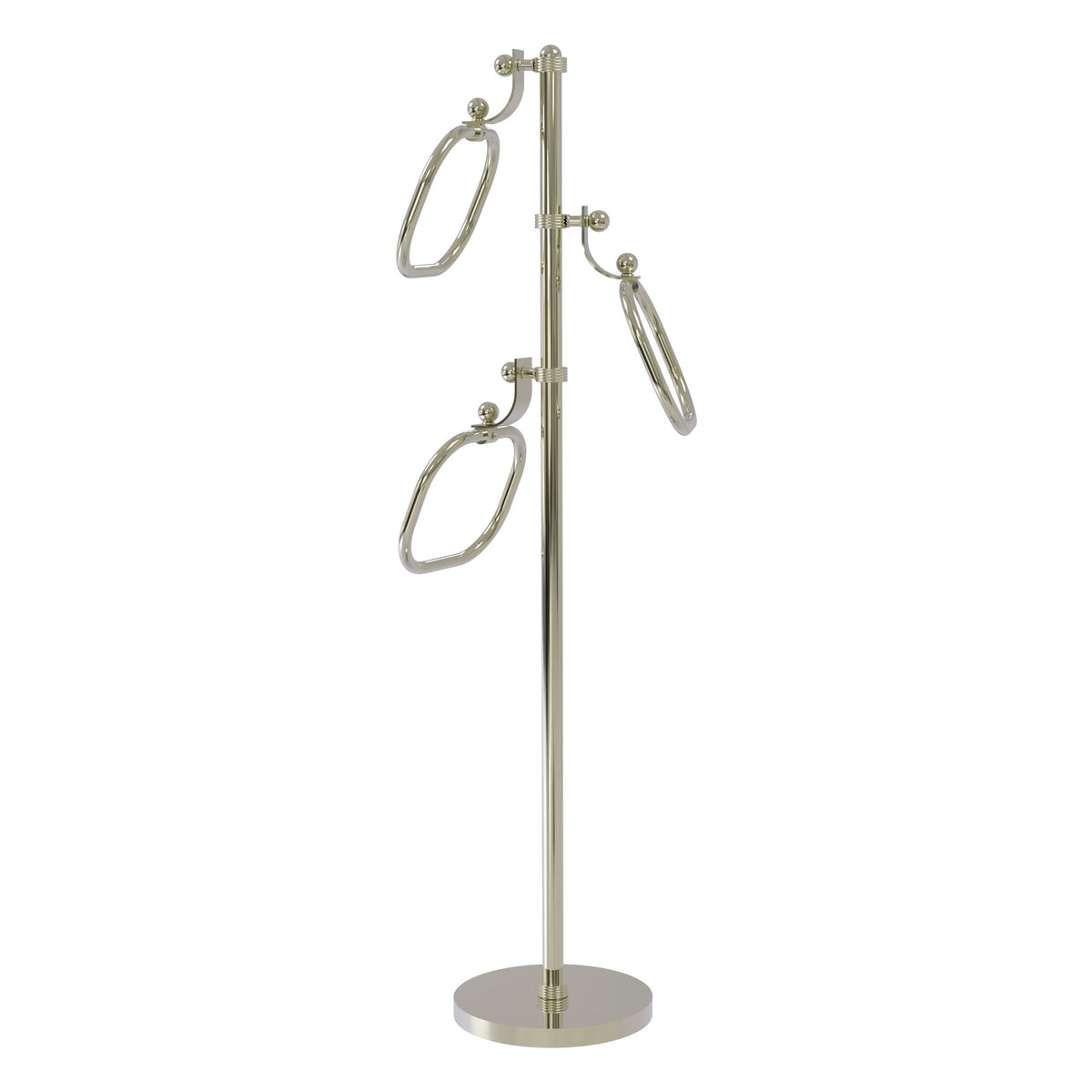 Allied Brass TS-83G-PNI 49" Polished Nickel Grooved Free Standing Floor Bath Towel Holder Stand