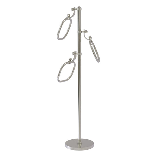 Allied Brass TS-83G-SN 49" Satin Nickel Grooved Free Standing Floor Bath Towel Holder Stand