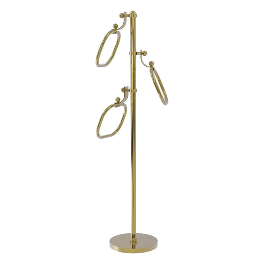 Allied Brass TS-83G-UNL 49" Unlacquered Brass Grooved Free Standing Floor Bath Towel Holder Stand