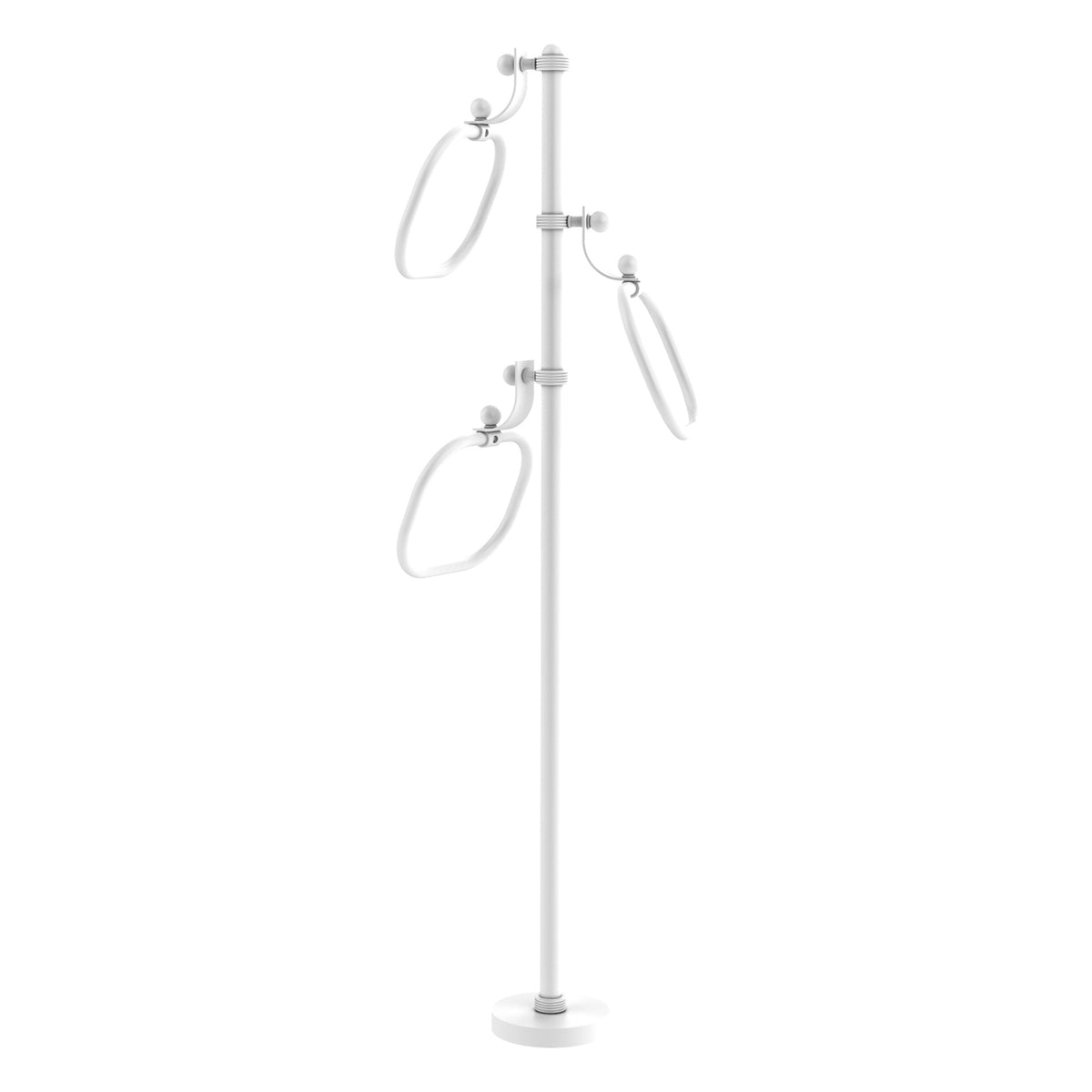 Allied Brass TS-83G-WHM 49" Matte White Grooved Free Standing Floor Bath Towel Holder Stand