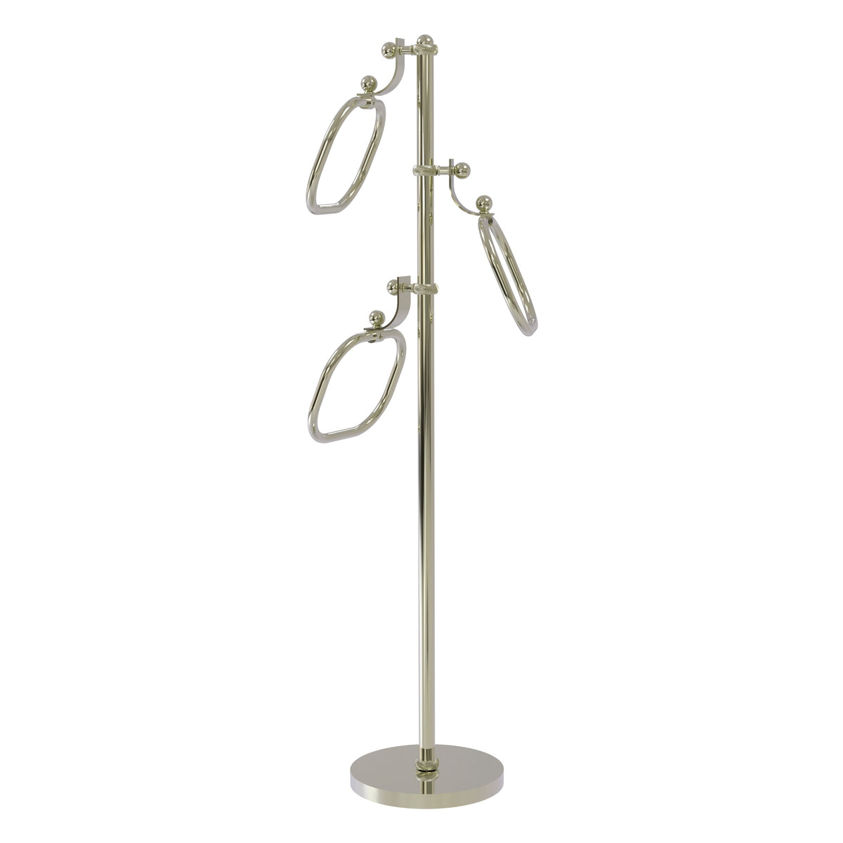 Allied Brass TS-83T-PNI 49" Polished Nickel Twisted Free Standing Floor Bath Towel Holder Stand