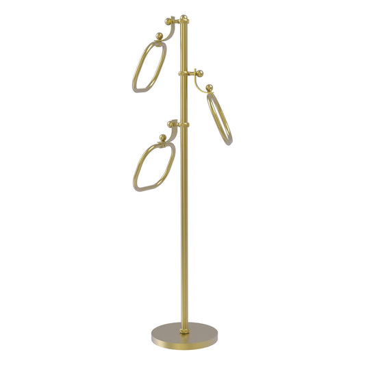Allied Brass TS-83T-SBR 49" Satin Brass Twisted Free Standing Floor Bath Towel Holder Stand