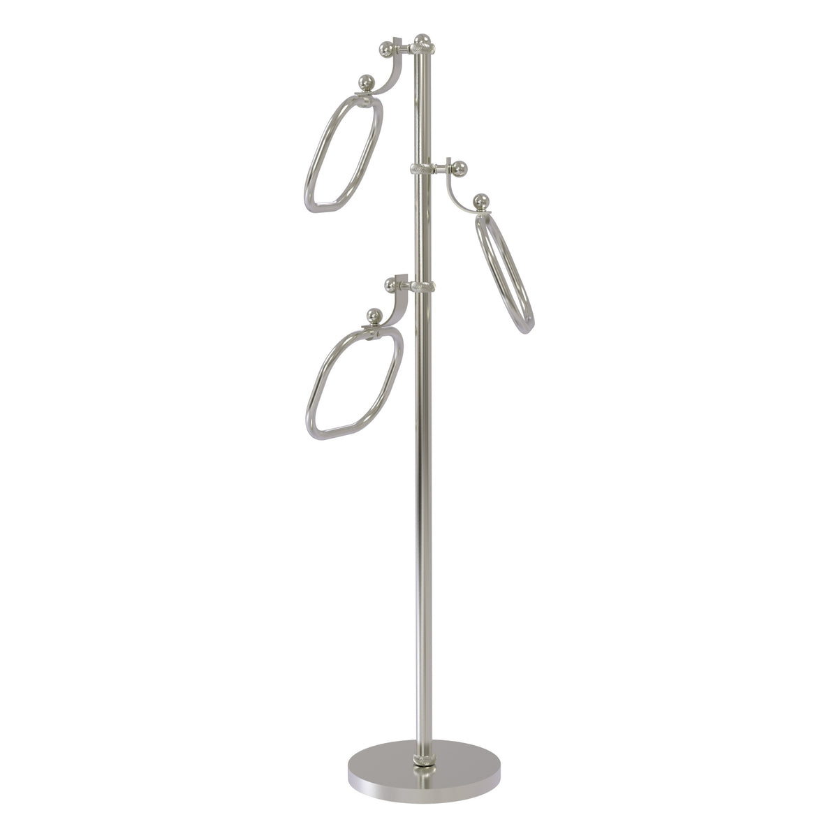 Allied Brass TS-83T-SN 49" Satin Nickel Twisted Free Standing Floor Bath Towel Holder Stand