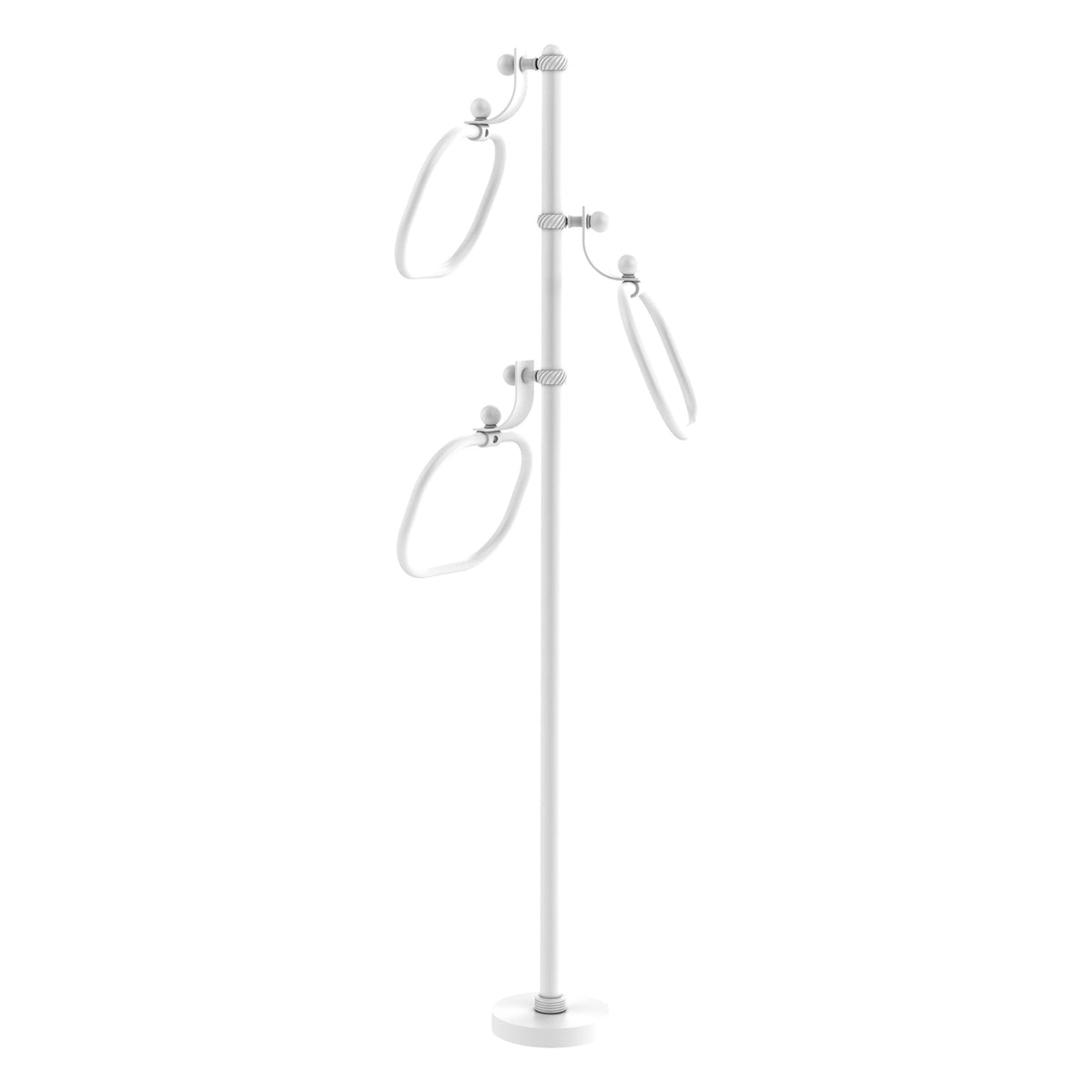 Allied Brass TS-83T-WHM 49" Matte White Twisted Free Standing Floor Bath Towel Holder Stand