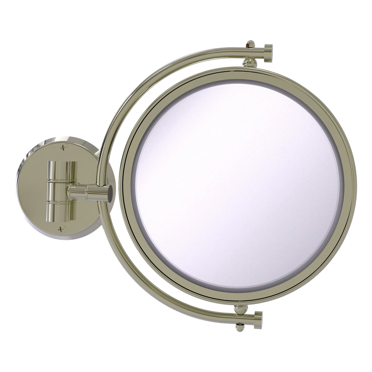Allied Brass WM-4/2X-PNI 8" Polished Nickel Wall-Mounted Make-Up Mirror With 2X Magnification