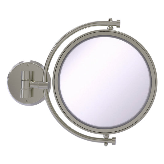 Allied Brass WM-4/2X-SN 8" Satin Nickel Wall-Mounted Make-Up Mirror With 2X Magnification