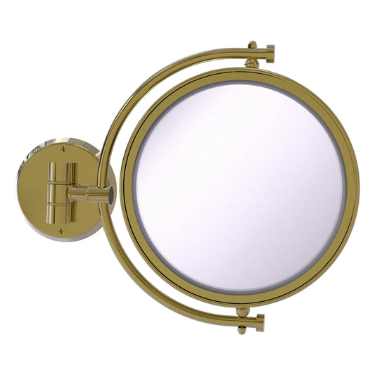 Allied Brass WM-4/3X-UNL 8" Unlacquered Brass Wall-Mounted Make-Up Mirror With 3X Magnification