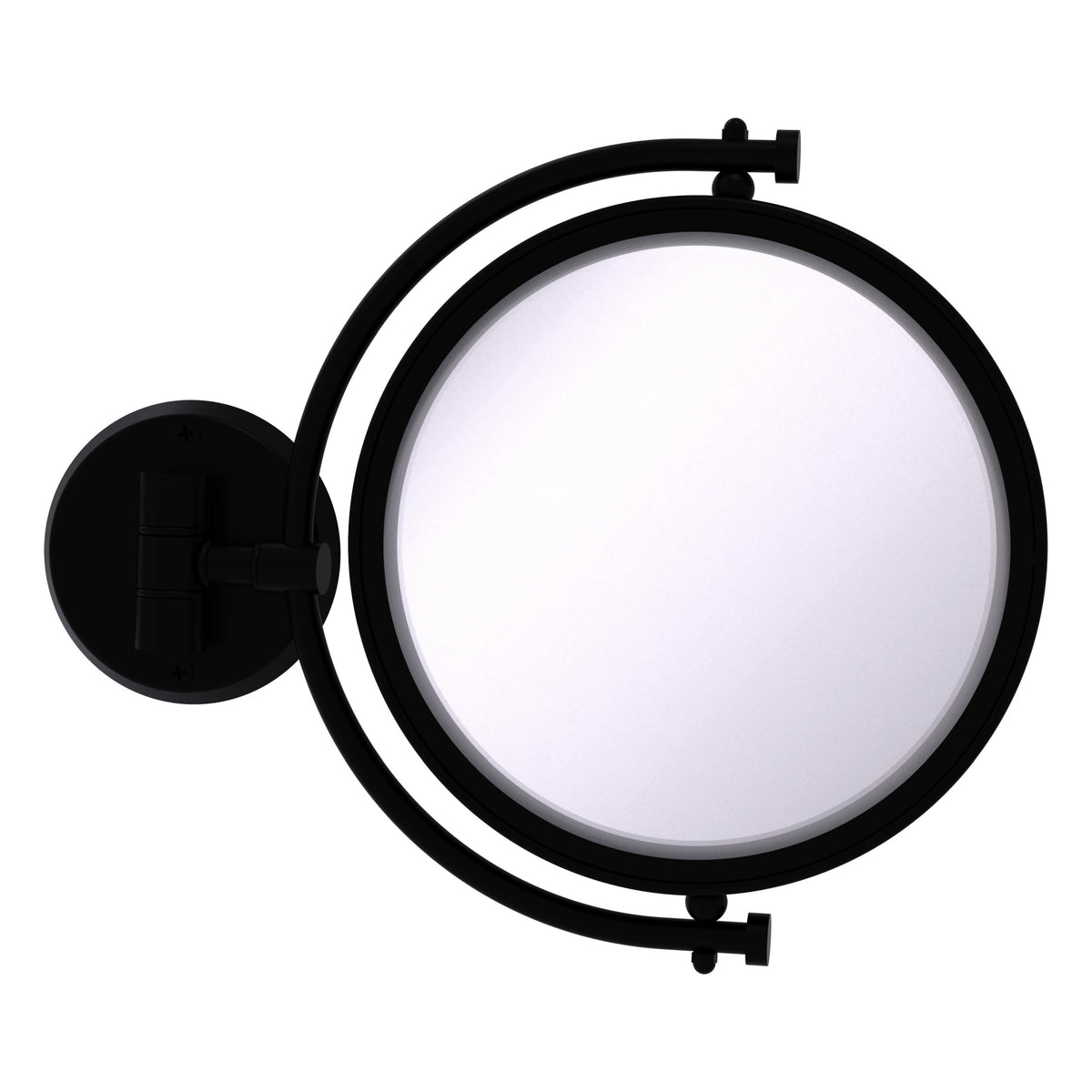 Allied Brass WM-4/4X-BKM 8" Matte Black Wall-Mounted Make-Up Mirror With 4X Magnification