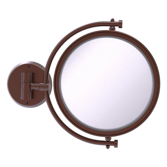 Allied Brass WM-4/4X-CA 8" Antique Copper Wall-Mounted Make-Up Mirror With 4X Magnification