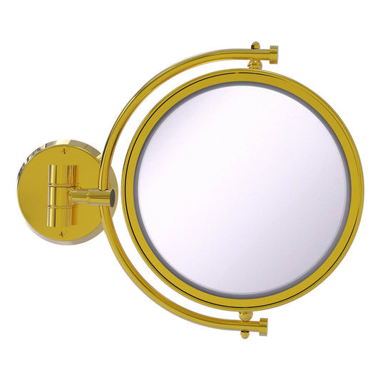 Allied Brass WM-4/4X-PB 8" Polished Brass Wall-Mounted Make-Up Mirror With 4X Magnification
