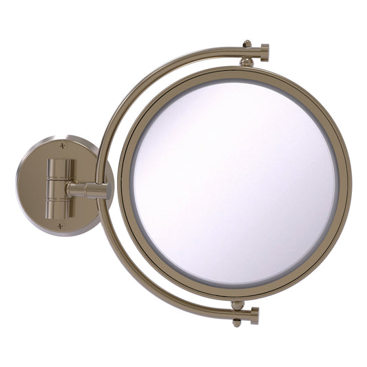 Allied Brass WM-4/4X-PEW 8" Antique Pewter Wall-Mounted Make-Up Mirror With 4X Magnification