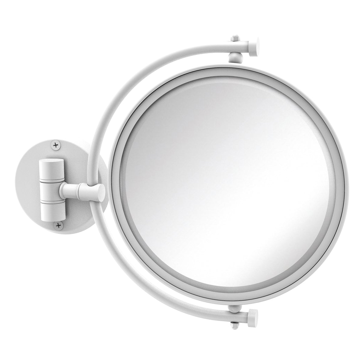 Allied Brass WM-4/5X-WHM 8" Matte White Wall-Mounted Make-Up Mirror With 5X Magnification