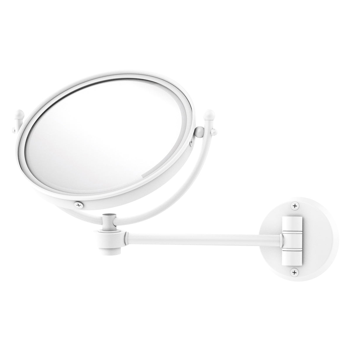 Allied Brass WM-5/2X-WHM 8" Matte White Wall-Mounted Make-Up Mirror With 2X Magnification