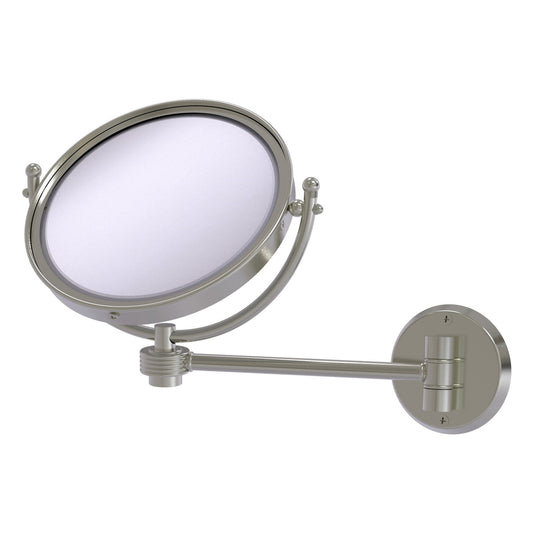 Allied Brass WM-5G/2X-SN 8" Satin Nickel Wall-Mounted Make-Up Mirror With 2X Magnification