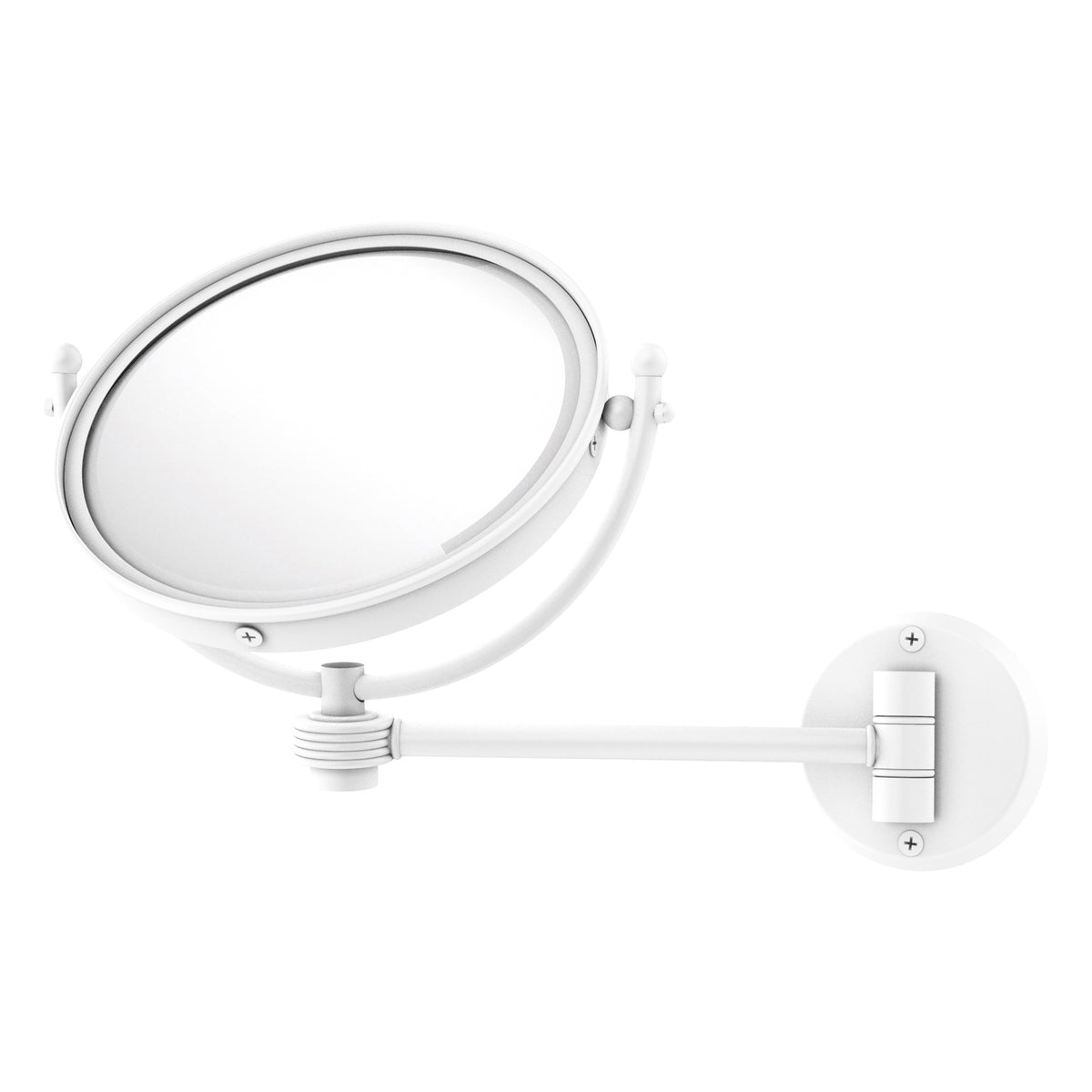Allied Brass WM-5G/4X-WHM 8" Matte White Wall-Mounted Make-Up Mirror With 4X Magnification