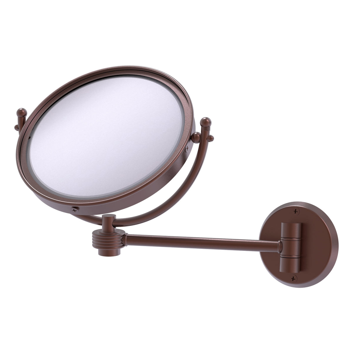 Allied Brass WM-5G/5X-CA 8" Antique Copper Wall-Mounted Make-Up Mirror With 5X Magnification