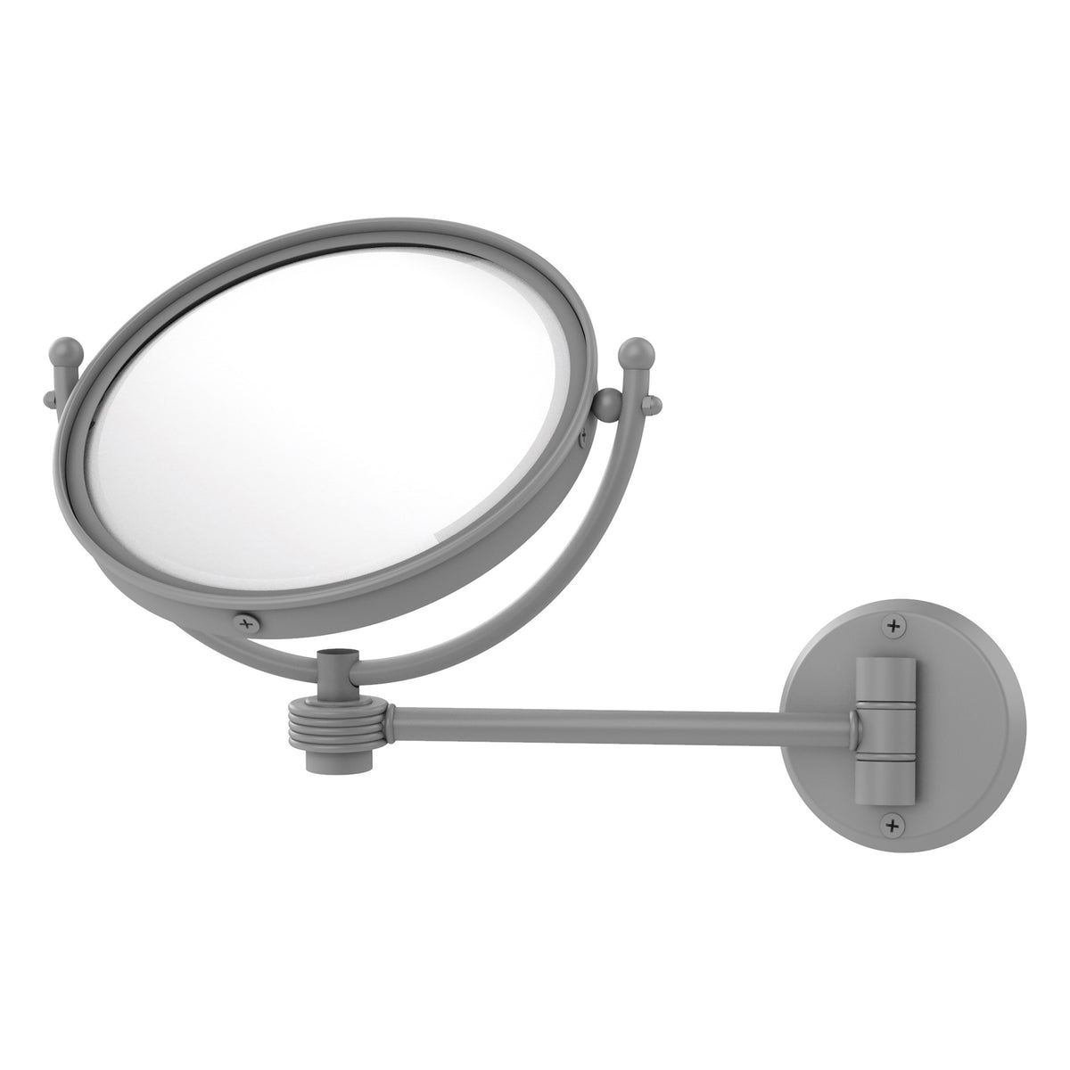 Allied Brass WM-5G/5X-GYM 8" Matte Gray Wall-Mounted Make-Up Mirror With 5X Magnification