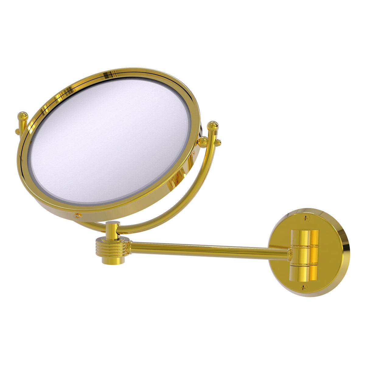 Allied Brass WM-5G/5X-PB 8" Polished Brass Wall-Mounted Make-Up Mirror With 5X Magnification