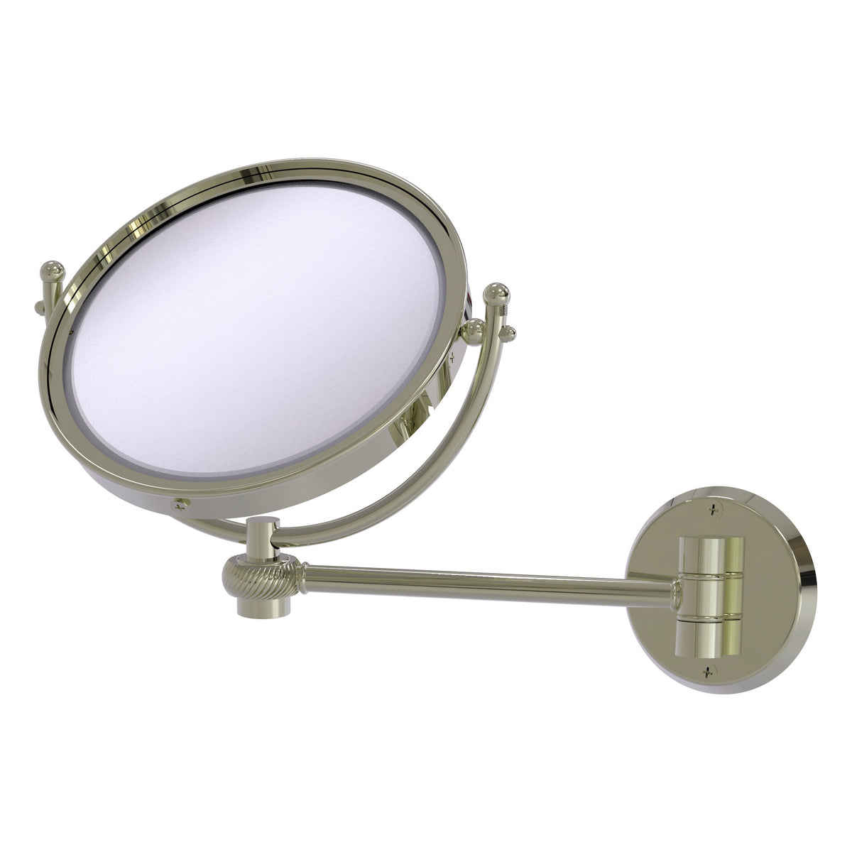 Allied Brass WM-5T/2X-PNI 8" Polished Nickel Wall-Mounted Make-Up Mirror With 2X Magnification