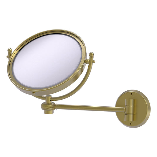 Allied Brass WM-5T/3X-SBR 8" Satin Brass Wall-Mounted Make-Up Mirror With 3X Magnification