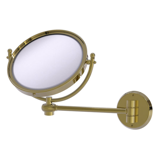 Allied Brass WM-5T/3X-UNL 8" Unlacquered Brass Wall-Mounted Make-Up Mirror With 3X Magnification