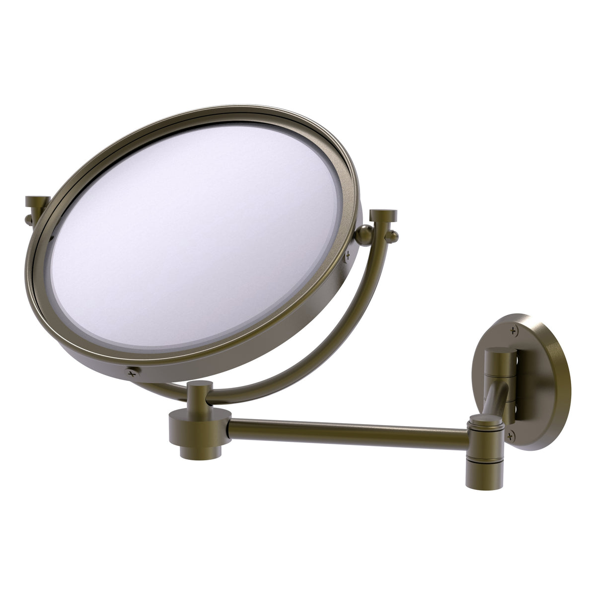 Allied Brass WM-6/2X-ABR 8" Antique Brass Wall-Mounted Extending Make-Up Mirror With 2X Magnification