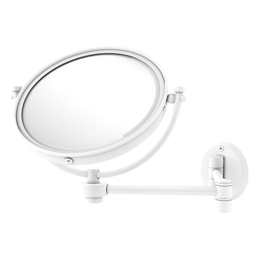 Allied Brass WM-6/3X-WHM 8" Matte White Wall-Mounted Extending Make-Up Mirror With 3X Magnification