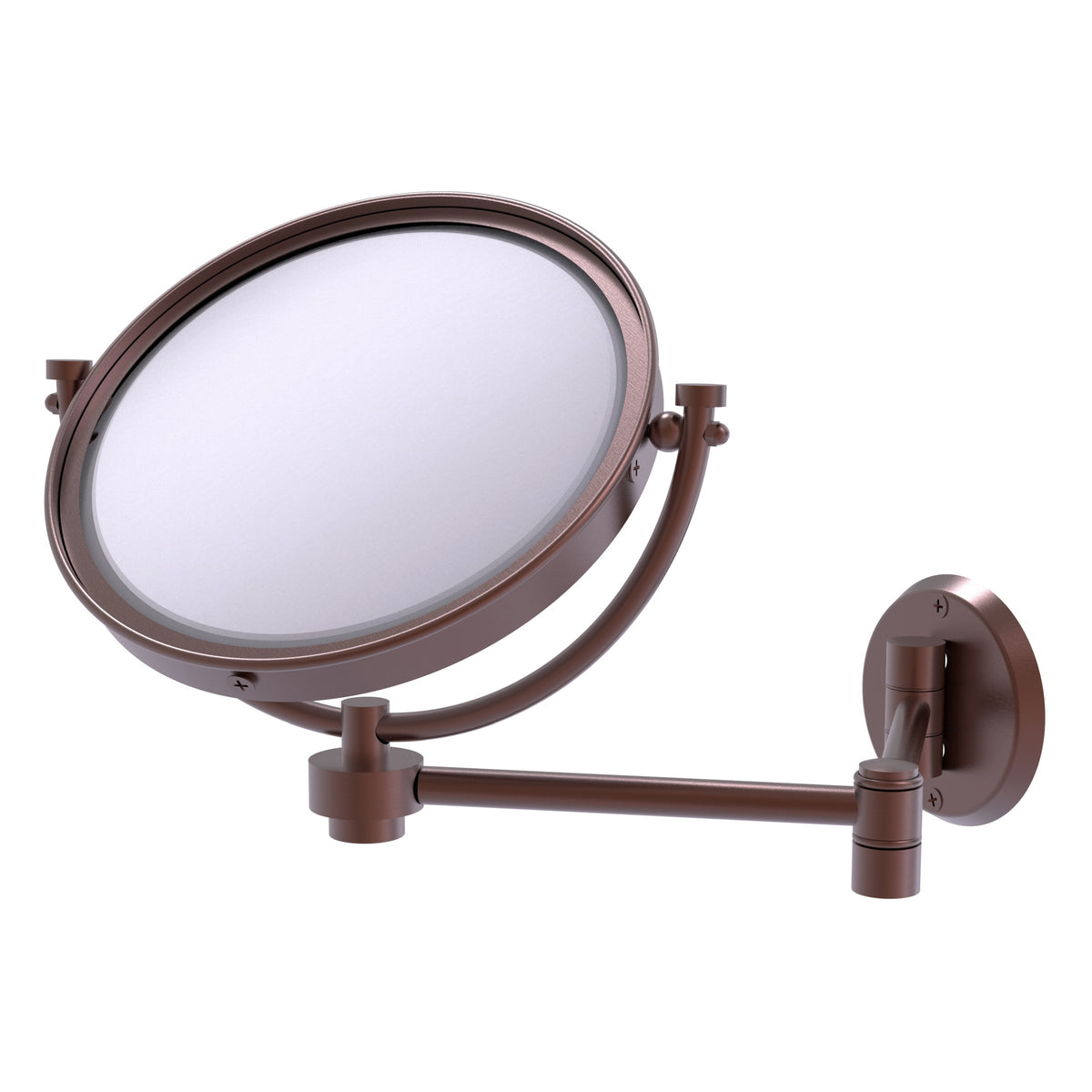 Allied Brass WM-6/4X-CA 8" Antique Copper Wall-Mounted Extending Make-Up Mirror With 4X Magnification