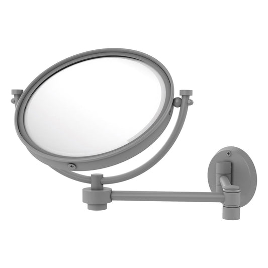 Allied Brass WM-6/5X-GYM 8" Matte Gray Wall-Mounted Extending Make-Up Mirror With 5X Magnification