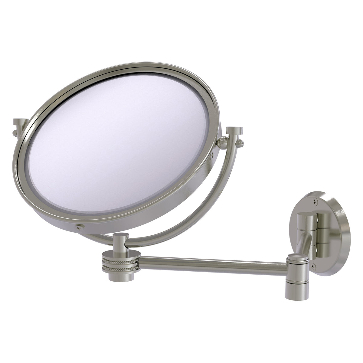 Allied Brass WM-6D/3X-SN 8" Satin Nickel Wall-Mounted Extending Make-Up Mirror With 3X Magnification
