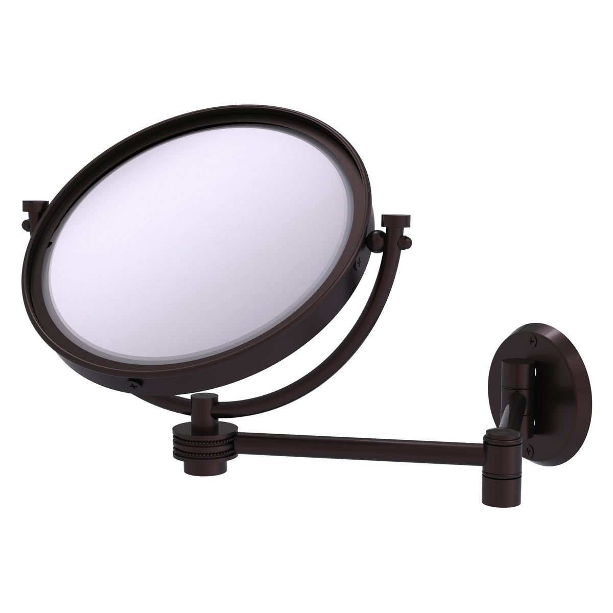 Allied Brass WM-6D/5X-ABZ 8" Antique Bronze Wall-Mounted Extending Make-Up Mirror With 5X Magnification
