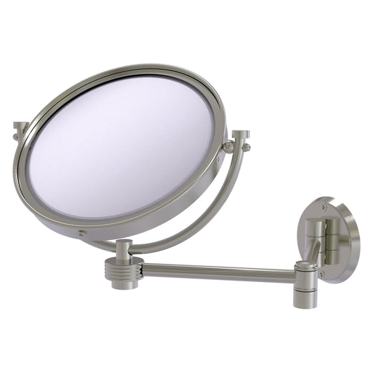 Allied Brass WM-6G/2X-SN 8" Satin Nickel Wall-Mounted Extending Make-Up Mirror With 2X Magnification
