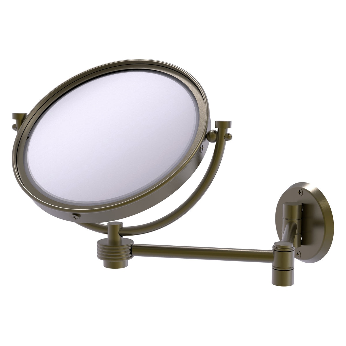 Allied Brass WM-6G/5X-ABR 8" Antique Brass Wall-Mounted Extending Make-Up Mirror With 5X Magnification