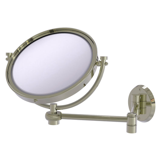 Allied Brass WM-6T/2X-PNI 8" Polished Nickel Wall-Mounted Extending Make-Up Mirror With 2X Magnification