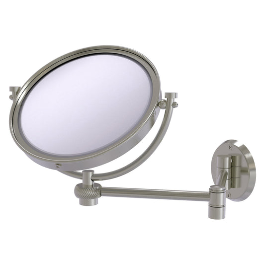 Allied Brass WM-6T/5X-SN 8" Satin Nickel Wall-Mounted Extending Make-Up Mirror With 5X Magnification